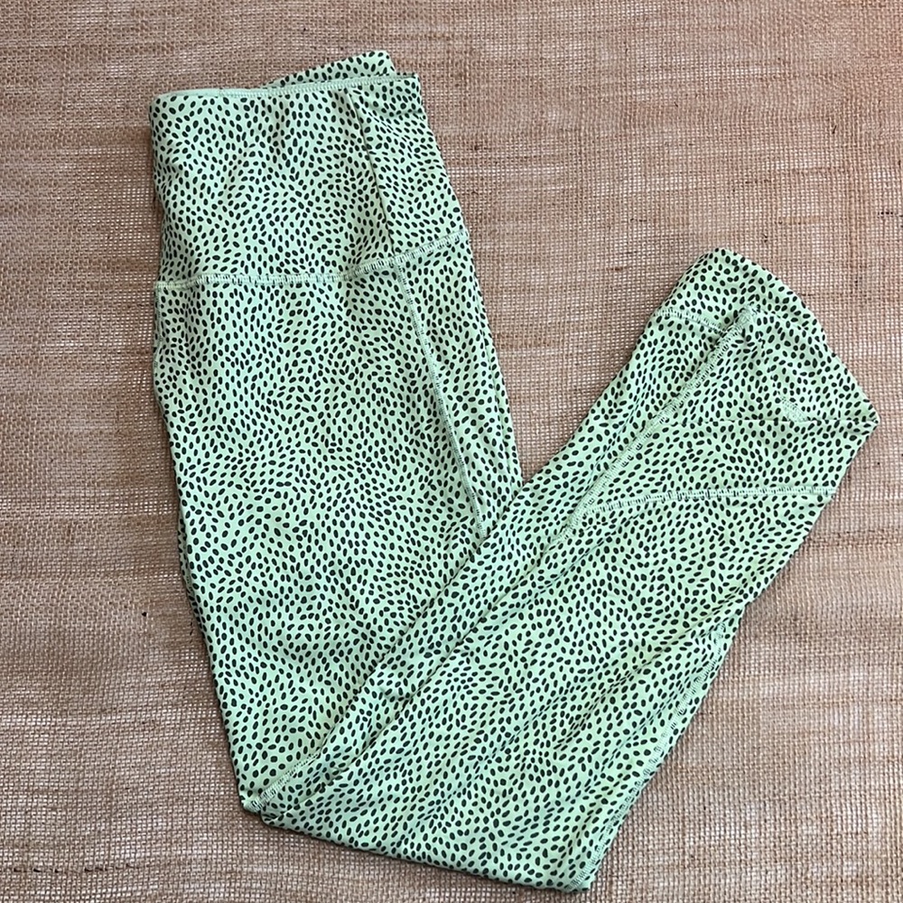 CALIA - Energize High Rise Crossover Hem 7/8 Leggings Lime Green Patterned - W M